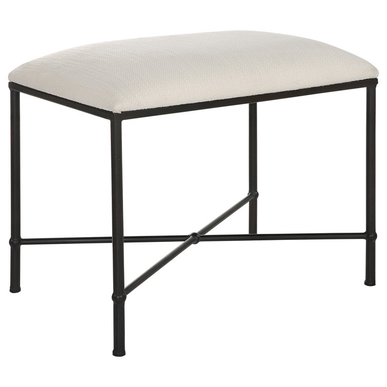 Avenham 24" Transitional Iron Framed Bench in Crisp White