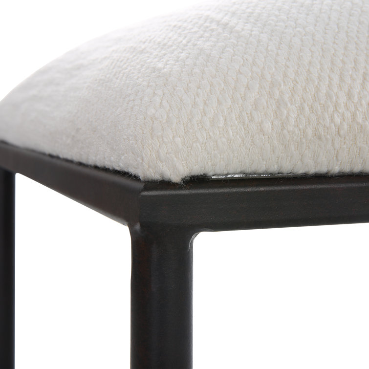 Avenham 24" Transitional Iron Framed Bench in Crisp White