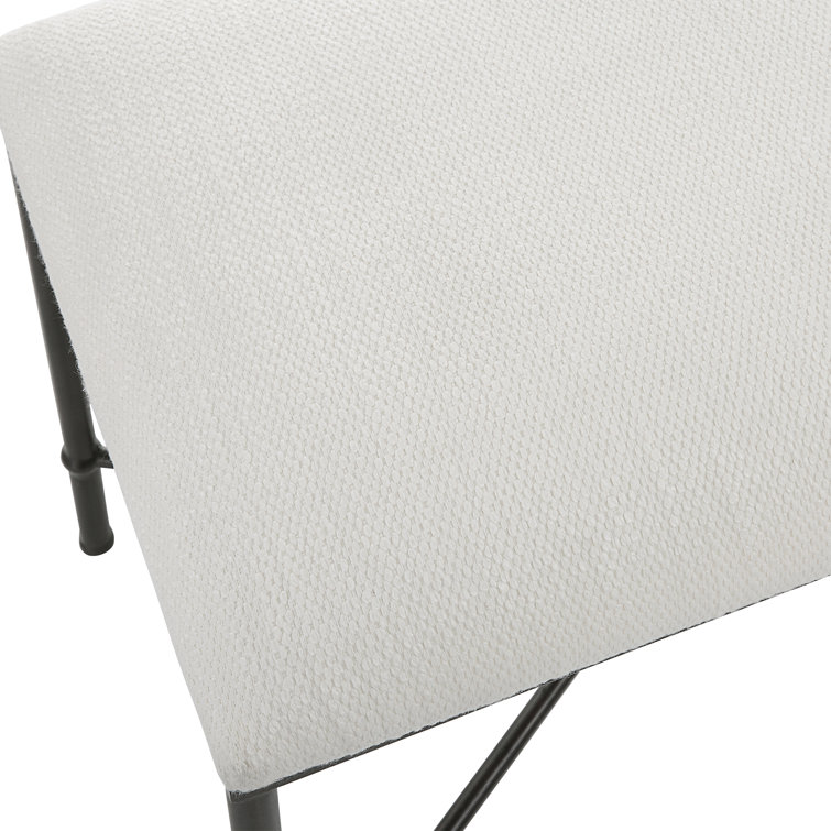 Avenham 24" Transitional Iron Framed Bench in Crisp White