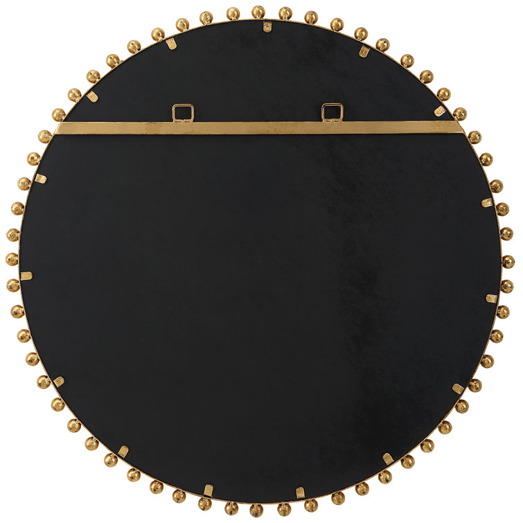 Gold Beveled Round Metal Wall Mirror with Classic Frame