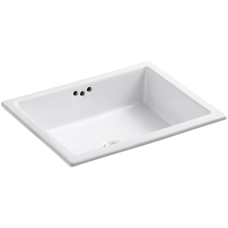 White Ceramic Undermount Bathroom Sink with Glazed Underside