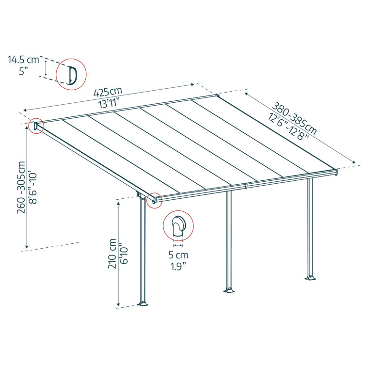 Feria White Aluminum and Polycarbonate 13' x 14' Patio Cover