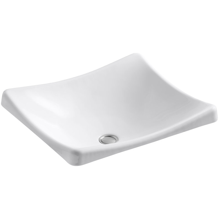 DemiLav White Cast Iron Rectangular Above-Counter Bathroom Sink