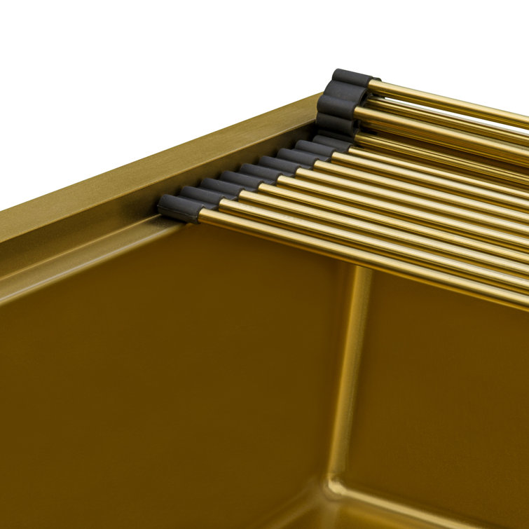 Matte Gold Stainless Steel 27" Workstation Undermount Kitchen Sink