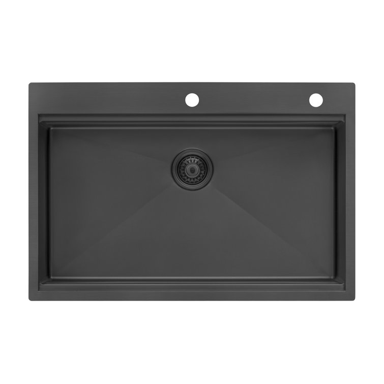 Ruvati 33" Matte Black Stainless Steel Workstation Kitchen Sink