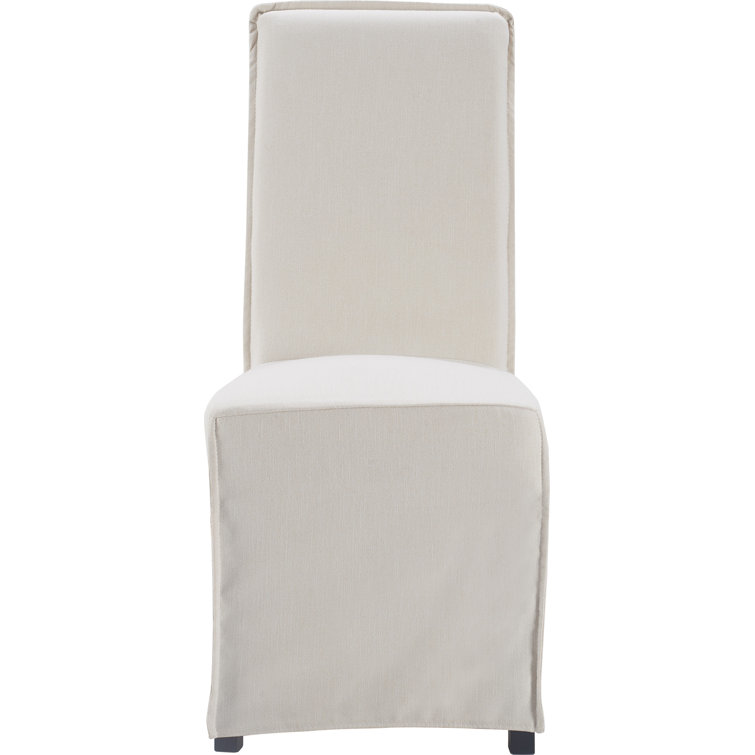 Ivory Linen Upholstered High Back Parsons Side Chair Set