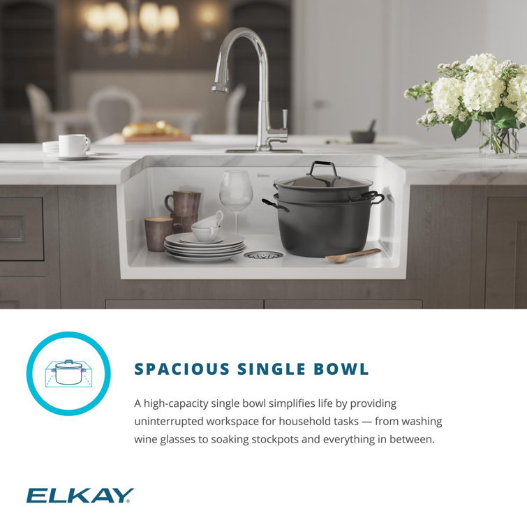 Gloss White Fireclay Farmhouse Single Bowl Kitchen Sink