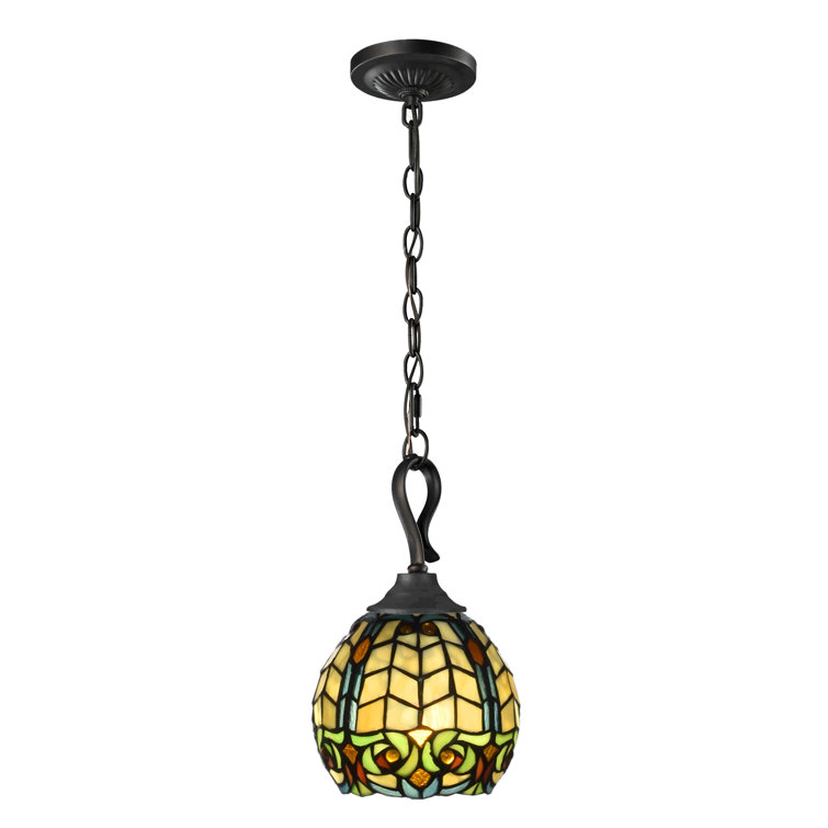 Raphael Antique Bronze Mini Pendant with Amber Glass Shade
