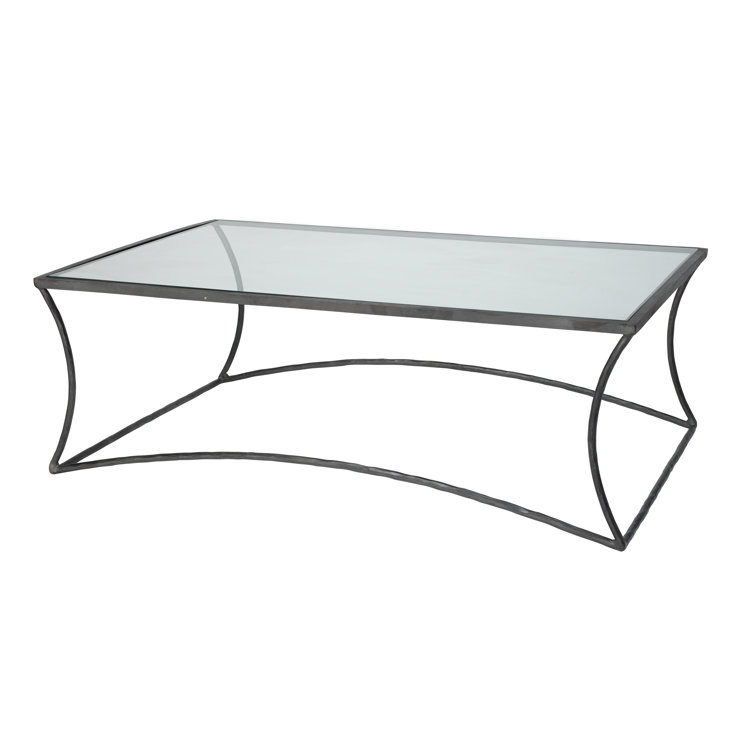 Kai Rectangular Black Metal and Glass Coffee Table