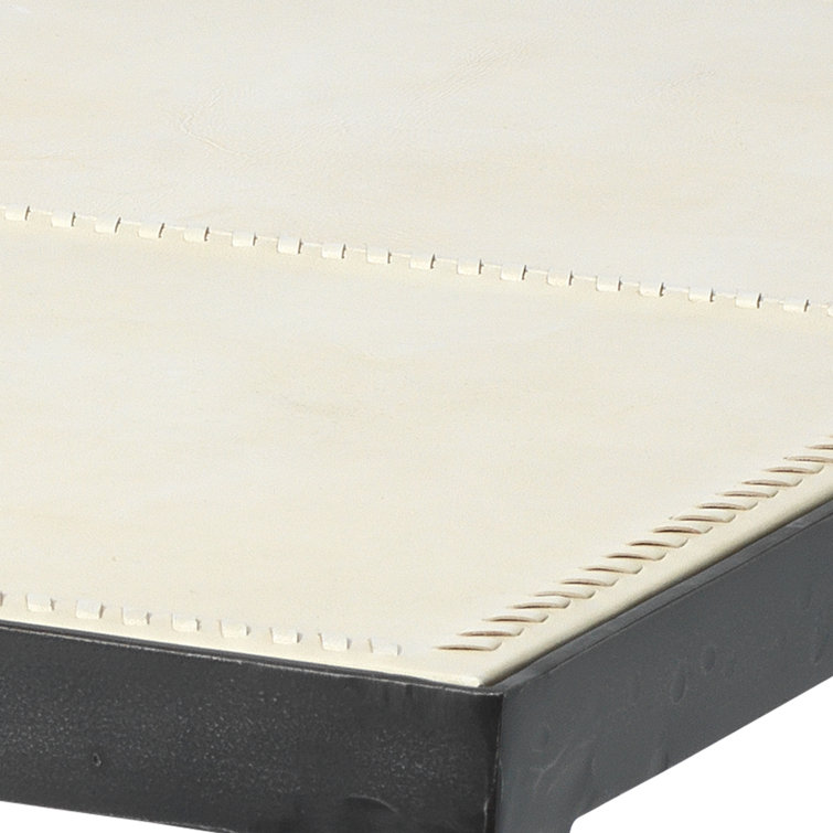 Cream Leather and Iron Saber Leg Side Table