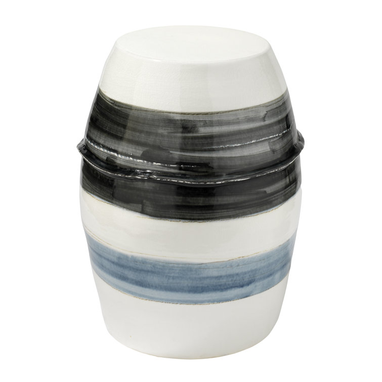 White and Blue Ceramic Round End Table