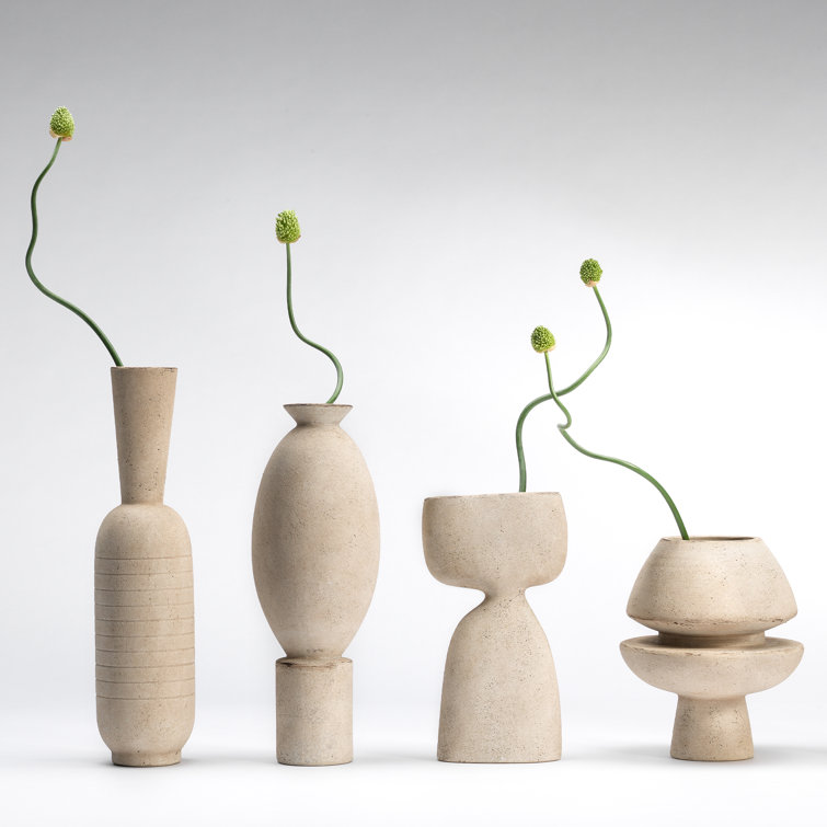 Handcrafted Coastal Ceramic Table Vase with Narrow Waist