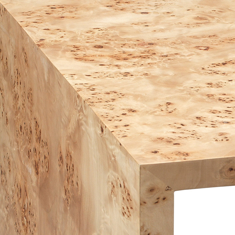 Natural Burl Wood Veneer Nesting End Tables with Marble-Like Markings