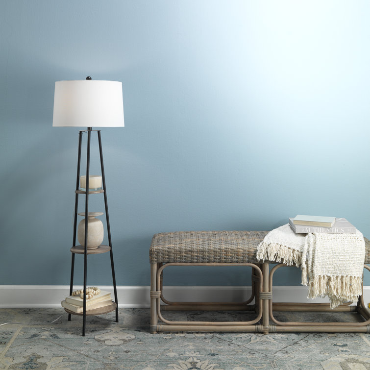 Coastal Comfort Taupe Rattan Bench with Light Wood Tone