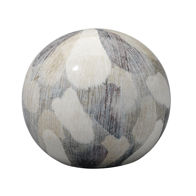 Sophisticated Cobblestone-Inspired Ceramic Orb Figurine, 10"