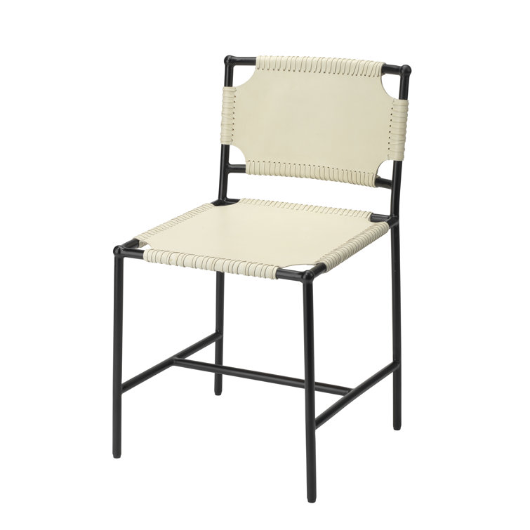 Asher Luxe White Leather Upholstered Dining Chair with Metal Frame