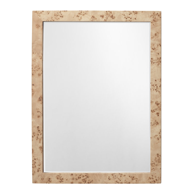 Natural Burl Wood Rectangular Wall Mirror