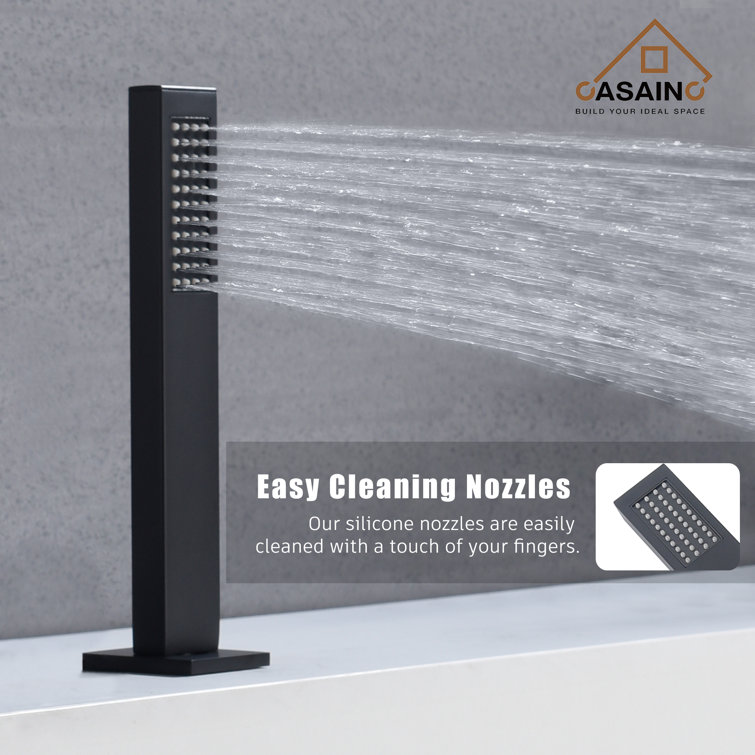 Matte Black Stainless Steel Deck-Mount Roman Bathtub Faucet Set