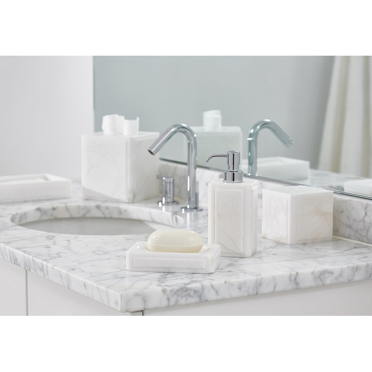 Claudia Fluted Edge Alabaster Vanity Tray in White
