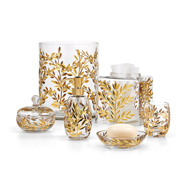 Gold Floral Vine Glass Soap Dish