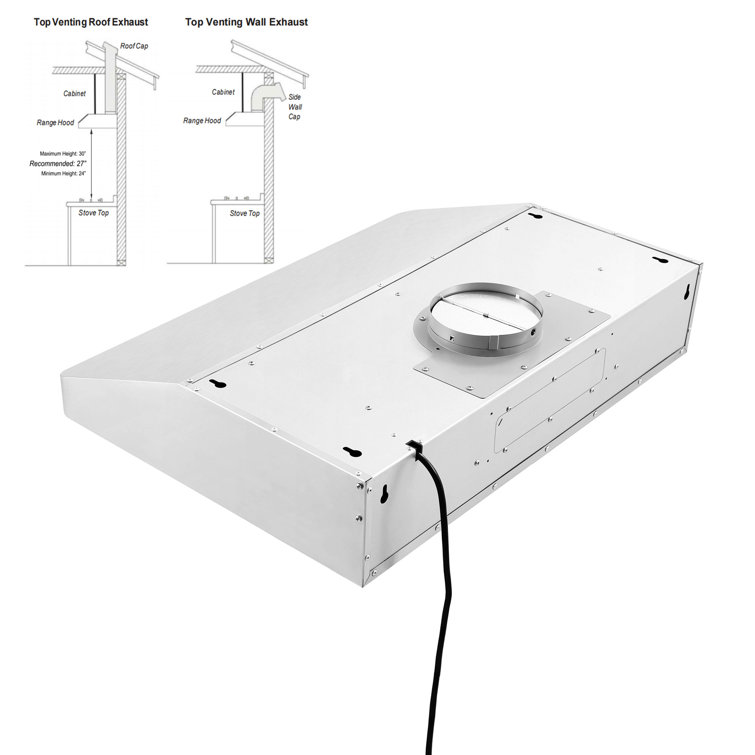 36-Inch Stainless Steel Under Cabinet Range Hood with LED Lights