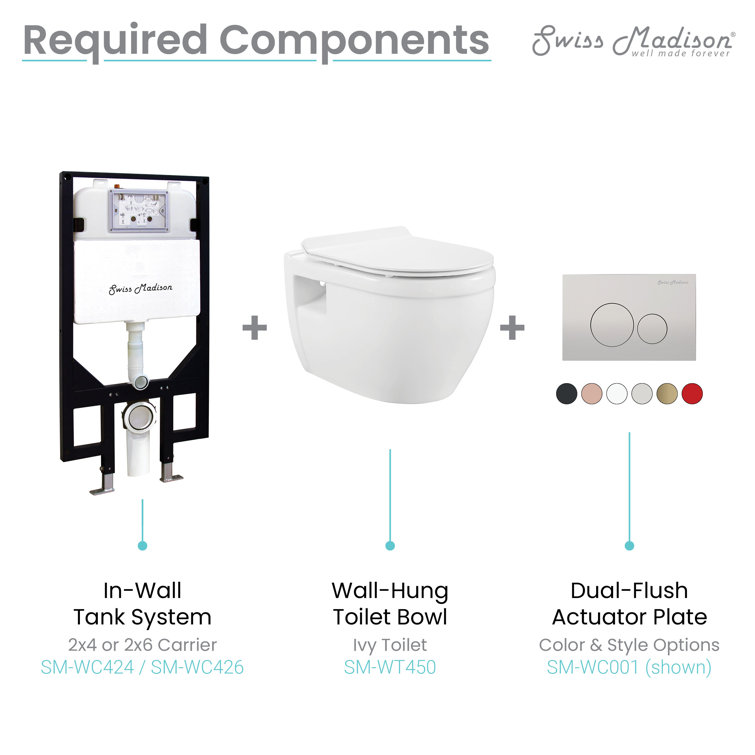 Ivy Glossy White Wall-Hung Elongated Toilet Bowl