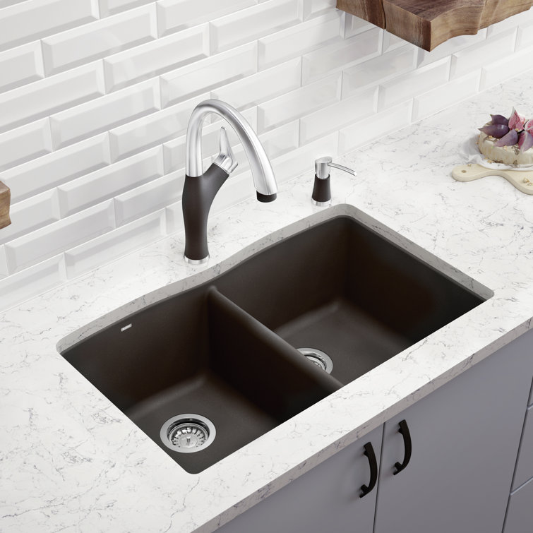 Truffle Granite Composite Double Bowl Undermount Kitchen Sink