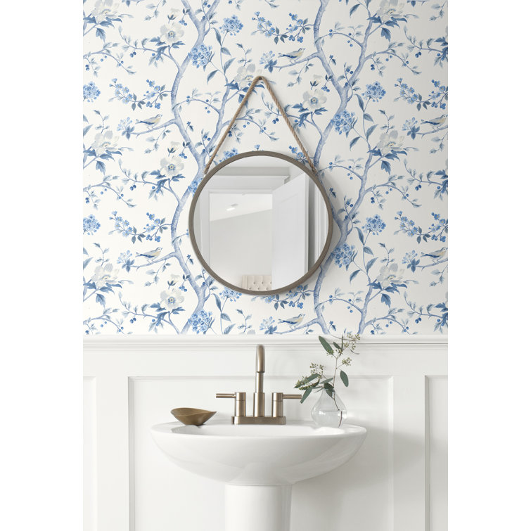 Bluestone Floral Trail Peel and Stick Wallpaper Roll