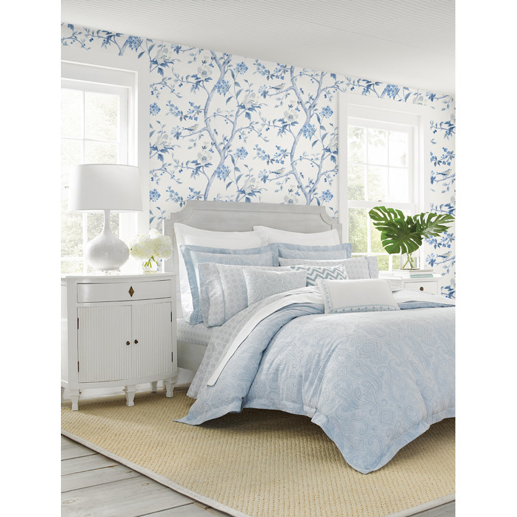 Bluestone Floral Trail Peel and Stick Wallpaper Roll