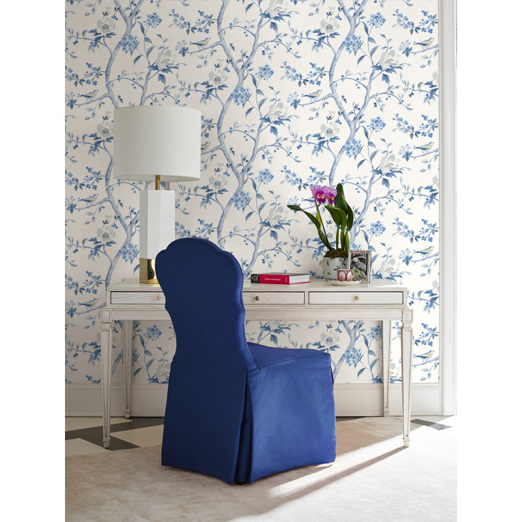 Bluestone Floral Trail Peel and Stick Wallpaper Roll