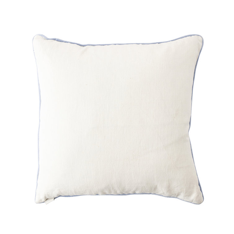 Natural Linen Square Throw Pillow with Velvet Applique