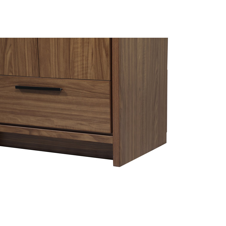 Walnut Brown 30'' Single Bathroom Vanity with Resin Top