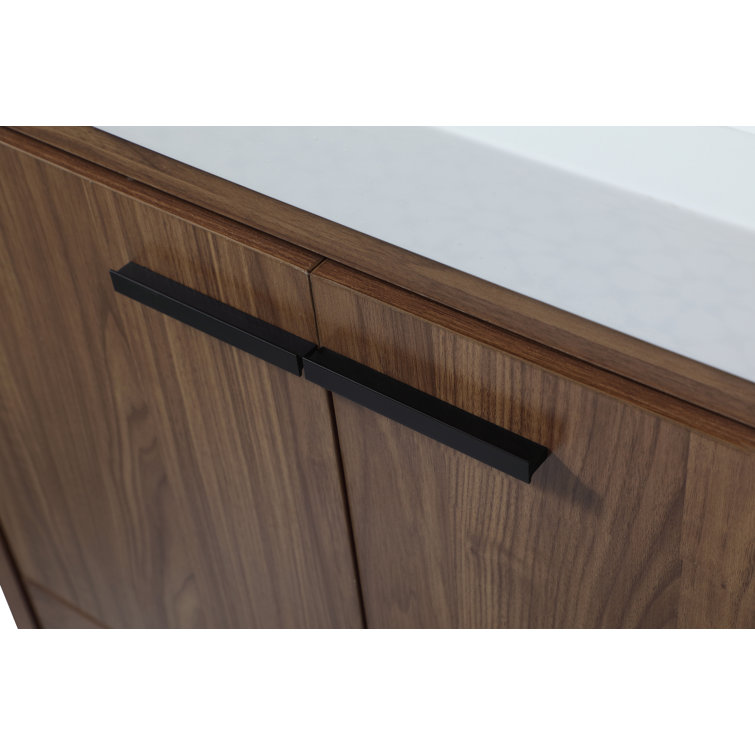 Walnut Brown 30'' Single Bathroom Vanity with Resin Top