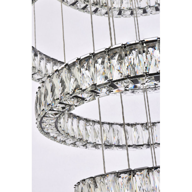 Black Metal and Crystal Tiered LED Chandelier