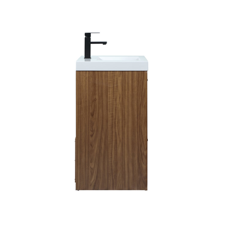 Walnut Brown 30'' Single Bathroom Vanity with Resin Top