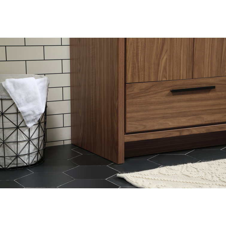 Walnut Brown 30'' Single Bathroom Vanity with Resin Top