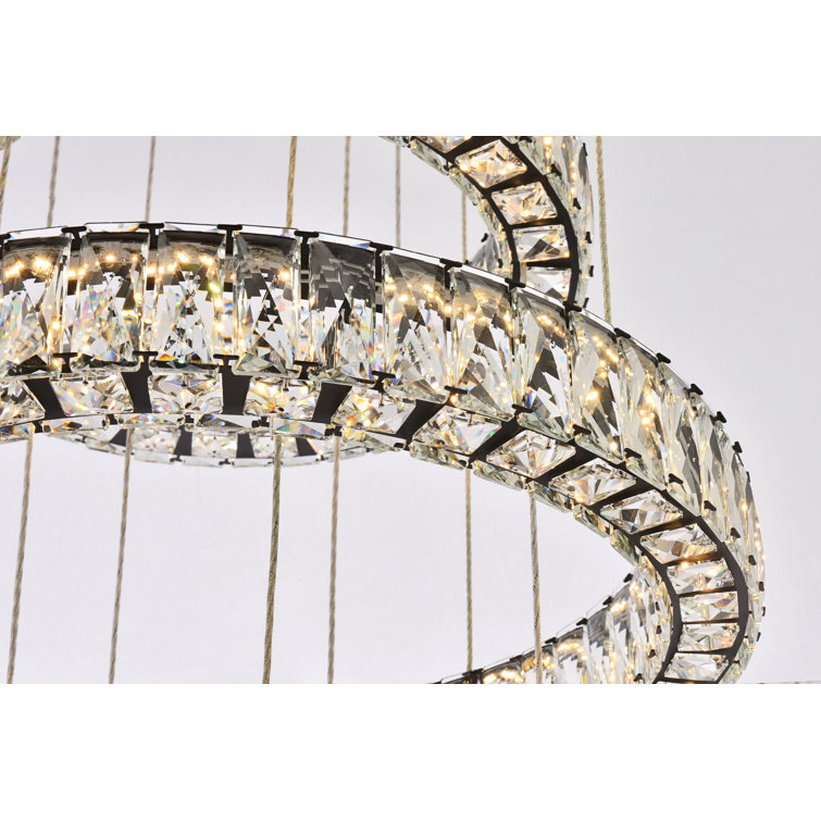 Black Metal and Crystal Tiered LED Chandelier