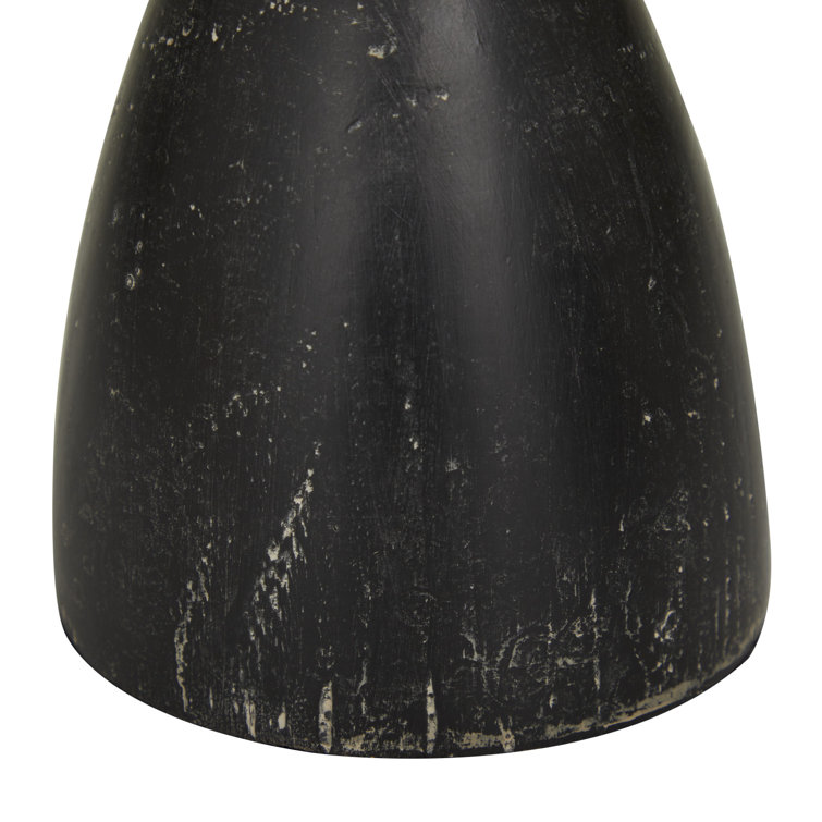 Distressed Black Wooden 3-Piece Candle Holder Set