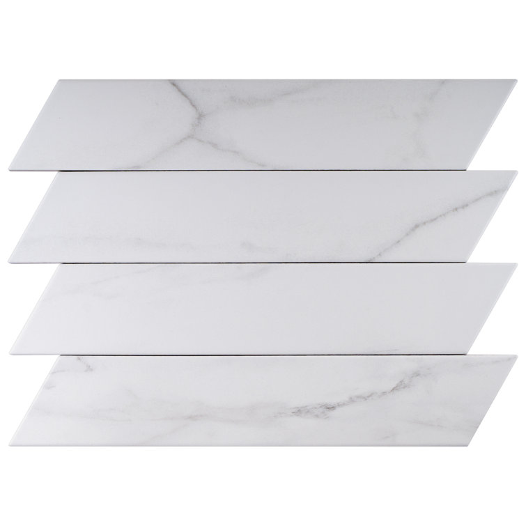 Elegance White Chevron Matte Porcelain Floor and Wall Tile