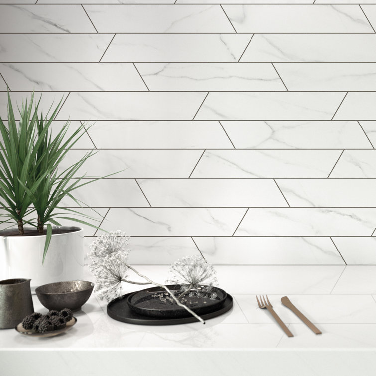 Elegance White Chevron Matte Porcelain Floor and Wall Tile