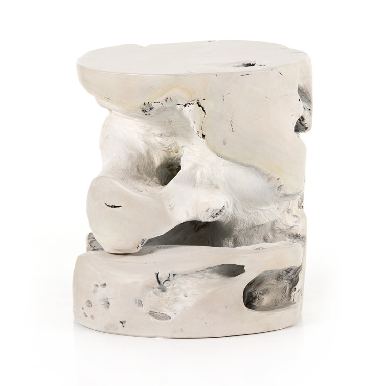 Modern Cream Teak Cube Stool - Indoor/Outdoor Versatile Design