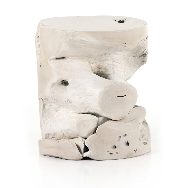 Modern Cream Teak Cube Stool - Indoor/Outdoor Versatile Design