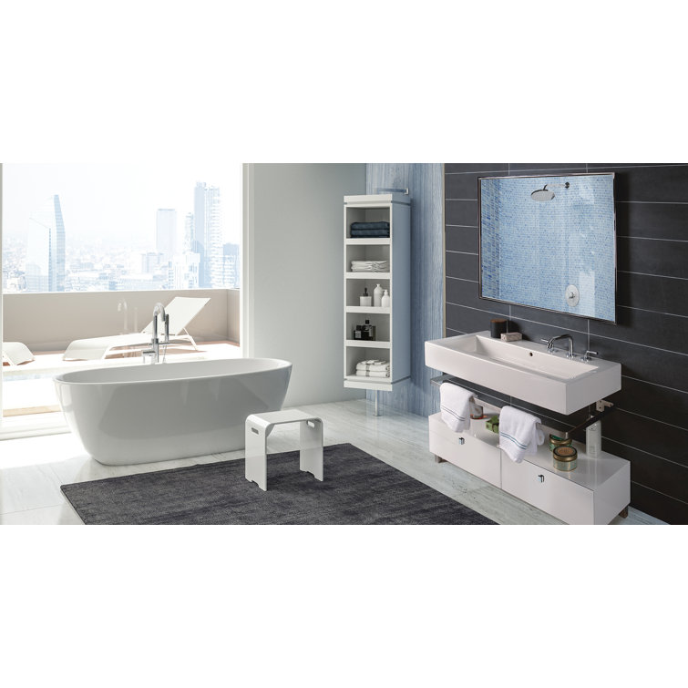 Gloss White Freestanding Oval Solid Surface Bathtub