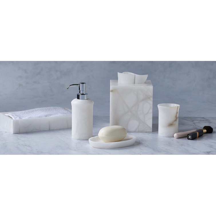 Alisa White Alabaster Freestanding Soap Dish