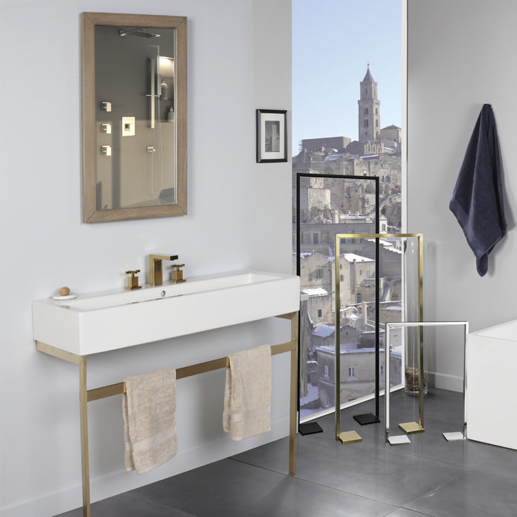 Brushed Gold Widespread Bathroom Faucet with Square Neck Spout