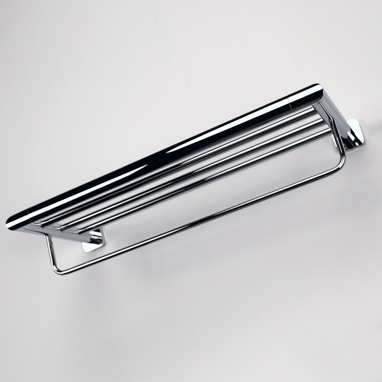 Polished Chrome Wall Mounted Towel Rack with Brass Finish