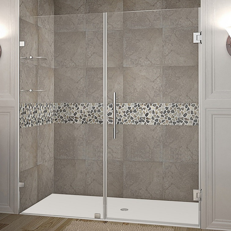 Nautis GS 67" x 72" Frameless Clear Glass Shower Door with Stainless Steel Hardware