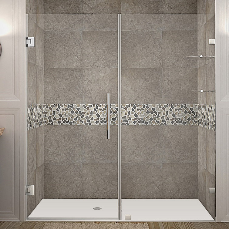Nautis GS 74'' Stainless Steel Frameless Hinged Shower Door