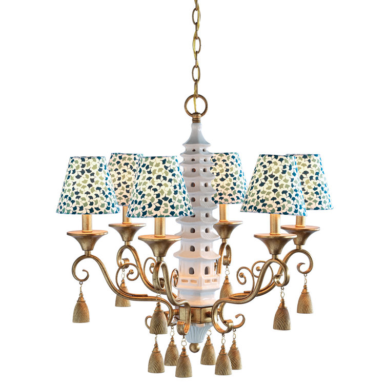 Madcap Cottage 6-Light Classic Brass & Porcelain Chandelier