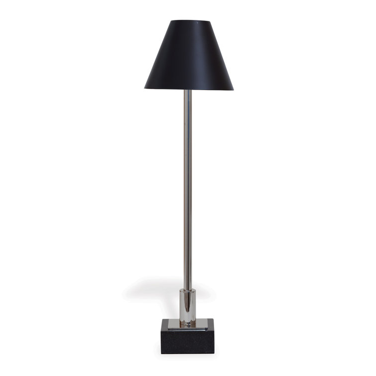 Nickel Buffet Lamp Set with Black Granite Base